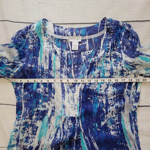 Soft Surroundings Size M 100% Silk Seaglass Tides Tunic Top Beaded Sheer Style - Picture 5 of 10